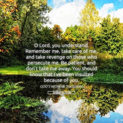 Picture 05 - Jeremiah 15:15 GW - O Lord, you understand. Remember me, take care of - Bible Verse Picture