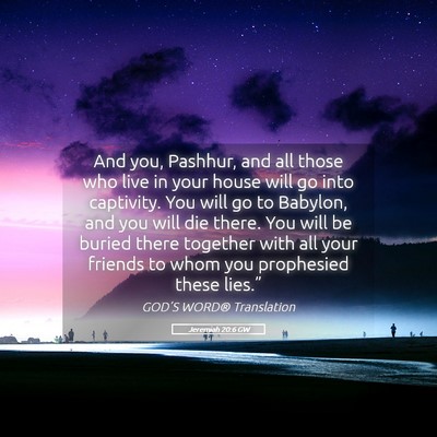 Picture 05 - Jeremiah 20:6 GW - And you, Pashhur, and all those who live in your - Bible Verse Picture