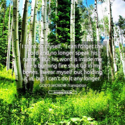 Picture 05 - Jeremiah 20:9 GW - I think to myself, “I can forget the Lord and - Bible Verse Picture