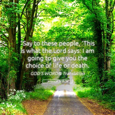 Picture 05 - Jeremiah 21:8 GW - “Say to these people, ‘This is what the Lord - Bible Verse Picture