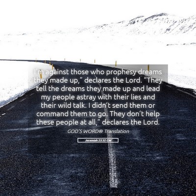 Picture 05 - Jeremiah 23:32 GW - I’m against those who prophesy dreams they made - Bible Verse Picture