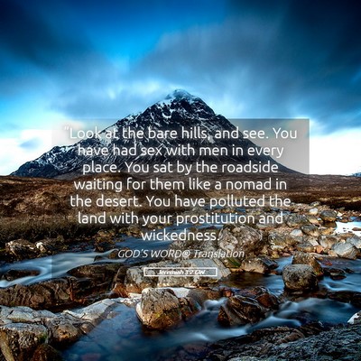 Picture 05 - Jeremiah 3:2 GW - “Look at the bare hills, and see. You have had - Bible Verse Picture