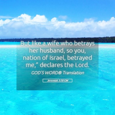 Picture 05 - Jeremiah 3:20 GW - But like a wife who betrays her husband, so you, - Bible Verse Picture