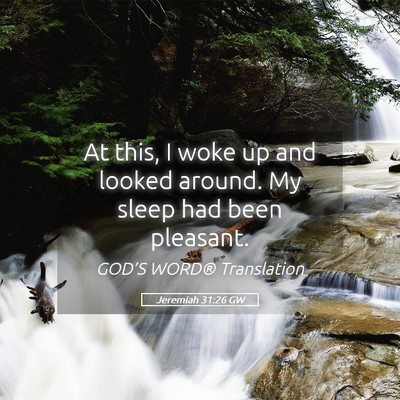 Picture 05 - Jeremiah 31:26 GW - At this, I woke up and looked around. My sleep - Bible Verse Picture