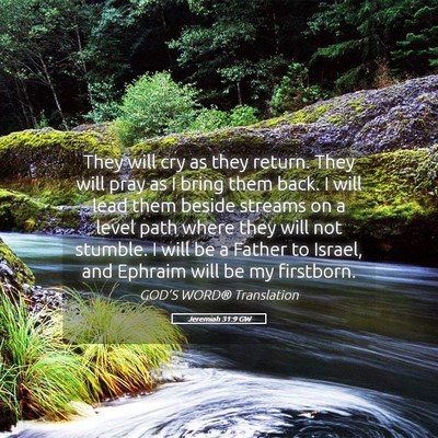 Picture 05 - Jeremiah 31:9 GW - They will cry as they return. They will pray as I - Bible Verse Picture