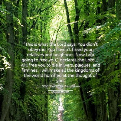 Picture 05 - Jeremiah 34:17 GW - “This is what the Lord says: You didn’t obey - Bible Verse Picture