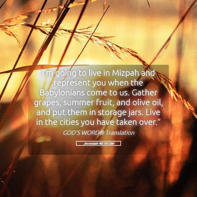 Picture 05 - Jeremiah 40:10 GW - I’m going to live in Mizpah and represent you - Bible Verse Picture
