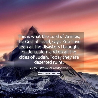 Picture 05 - Jeremiah 44:2 GW - This is what the Lord of Armies, the God of - Bible Verse Picture