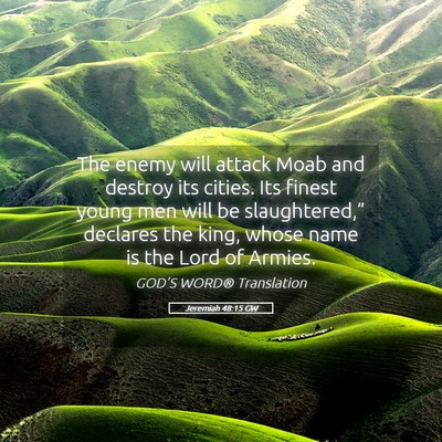 Picture 05 - Jeremiah 48:15 GW - The enemy will attack Moab and destroy its - Bible Verse Picture
