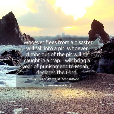 Picture 05 - Jeremiah 48:44 GW - “Whoever flees from a disaster will fall into a - Bible Verse Picture