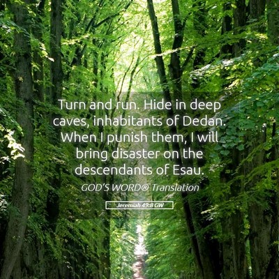 Picture 05 - Jeremiah 49:8 GW - Turn and run. Hide in deep caves, inhabitants of - Bible Verse Picture