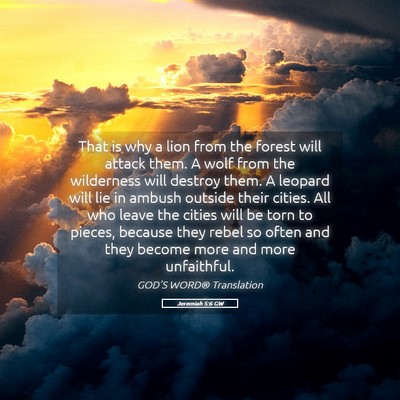 Picture 05 - Jeremiah 5:6 GW - That is why a lion from the forest will attack - Bible Verse Picture