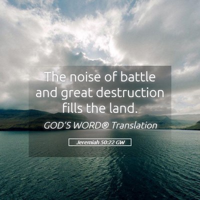 Picture 05 - Jeremiah 50:22 GW - The noise of battle and great destruction fills - Bible Verse Picture