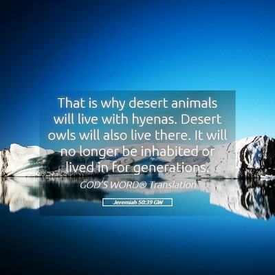 Picture 05 - Jeremiah 50:39 GW - That is why desert animals will live with hyenas. - Bible Verse Picture