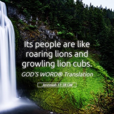 Picture 05 - Jeremiah 51:38 GW - Its people are like roaring lions and growling - Bible Verse Picture