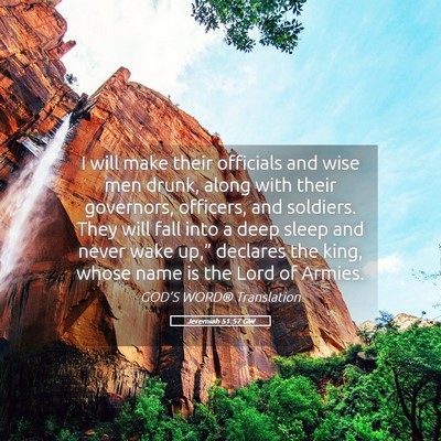 Picture 05 - Jeremiah 51:57 GW - I will make their officials and wise men drunk, - Bible Verse Picture