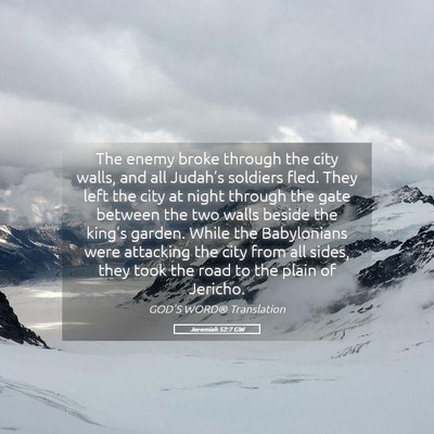 Picture 05 - Jeremiah 52:7 GW - The enemy broke through the city walls, and all - Bible Verse Picture