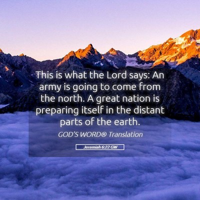 Picture 05 - Jeremiah 6:22 GW - This is what the Lord says: An army is going to - Bible Verse Picture