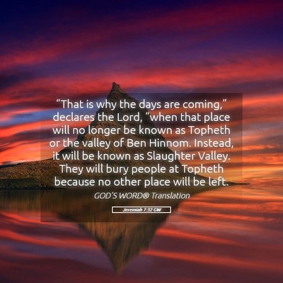 Picture 05 - Jeremiah 7:32 GW - “That is why the days are coming,” declares - Bible Verse Picture