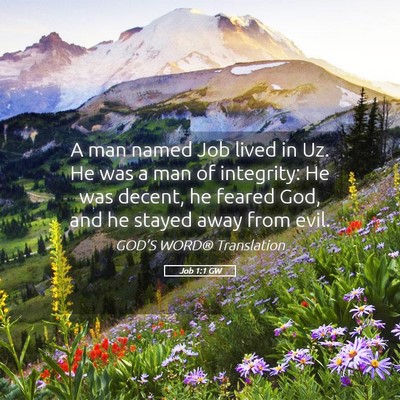 Picture 05 - Job 1:1 GW - A man named Job lived in Uz. He was a man of - Bible Verse Picture