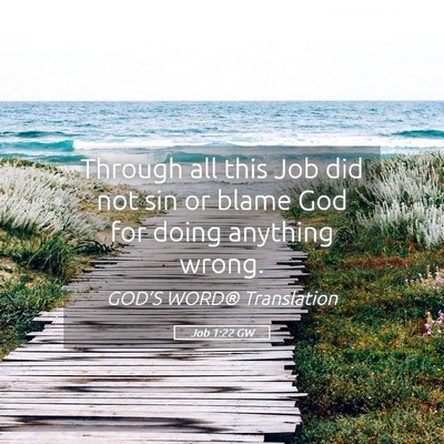 Picture 05 - Job 1:22 GW - Through all this Job did not sin or blame God for - Bible Verse Picture