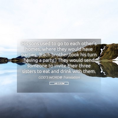 Picture 05 - Job 1:4 GW - His sons used to go to each other’s homes, - Bible Verse Picture