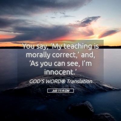 Picture 05 - Job 11:4 GW - You say, ‘My teaching is morally correct,’ - Bible Verse Picture