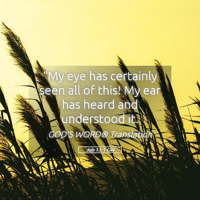 Picture 05 - Job 13:1 GW - “My eye has certainly seen all of this! My ear - Bible Verse Picture
