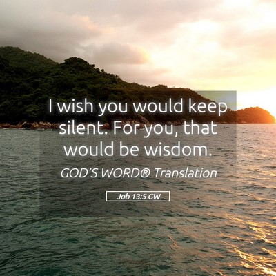 Picture 05 - Job 13:5 GW - I wish you would keep silent. For you, that would - Bible Verse Picture