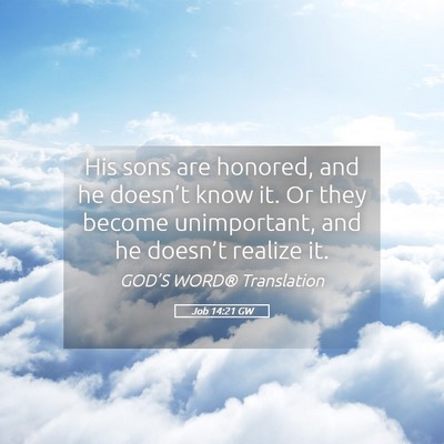 Picture 05 - Job 14:21 GW - His sons are honored, and he doesn’t know it. - Bible Verse Picture