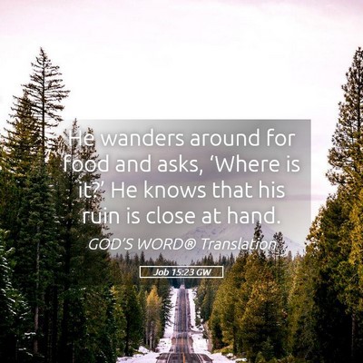 Picture 05 - Job 15:23 GW - He wanders around for food and asks, ‘Where is - Bible Verse Picture