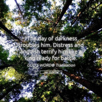 Picture 05 - Job 15:24 GW - “The day of darkness troubles him. Distress and - Bible Verse Picture