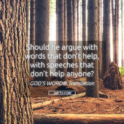 Picture 05 - Job 15:3 GW - Should he argue with words that don’t help, - Bible Verse Picture