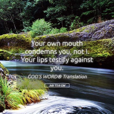 Picture 05 - Job 15:6 GW - Your own mouth condemns you, not I. Your lips - Bible Verse Picture