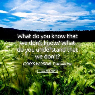 Picture 05 - Job 15:9 GW - What do you know that we don’t know? What do - Bible Verse Picture