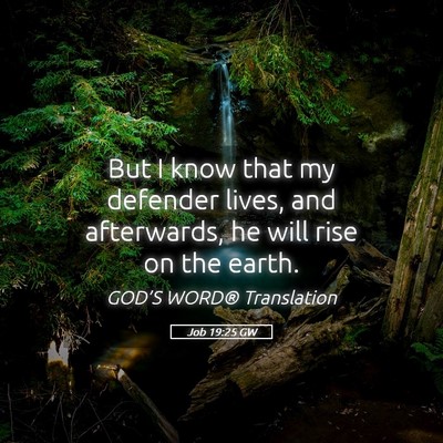 Picture 05 - Job 19:25 GW - But I know that my defender lives, and - Bible Verse Picture