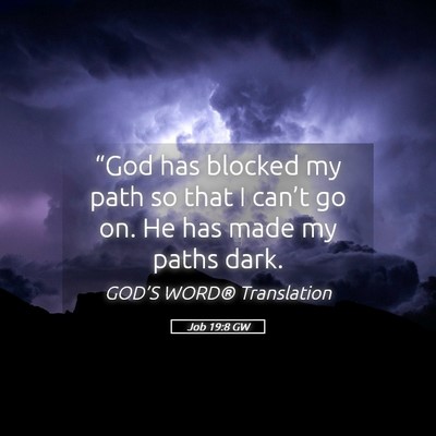 Picture 05 - Job 19:8 GW - “God has blocked my path so that I can’t go - Bible Verse Picture