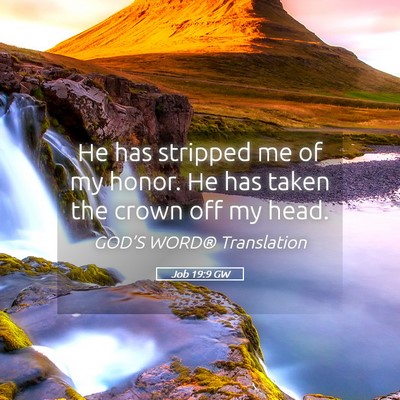 Picture 05 - Job 19:9 GW - He has stripped me of my honor. He has taken the - Bible Verse Picture