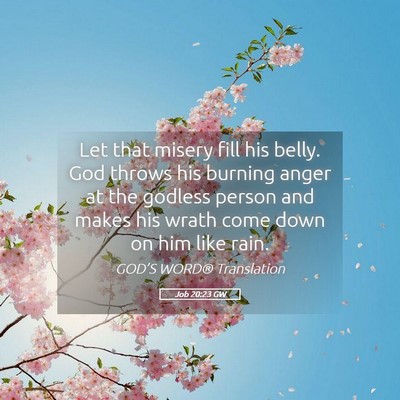 Picture 05 - Job 20:23 GW - Let that misery fill his belly. God throws his - Bible Verse Picture