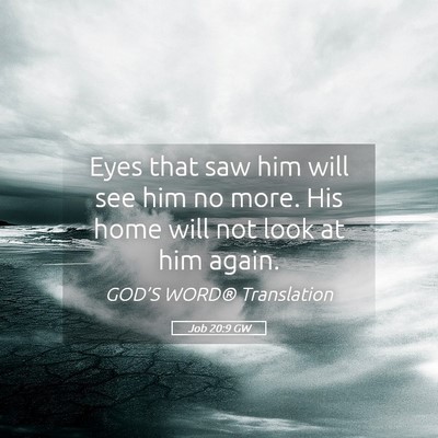 Picture 05 - Job 20:9 GW - Eyes that saw him will see him no more. His home - Bible Verse Picture