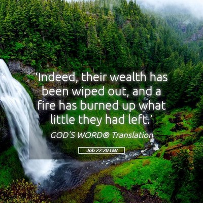 Picture 05 - Job 22:20 GW - ‘Indeed, their wealth has been wiped out, and a - Bible Verse Picture