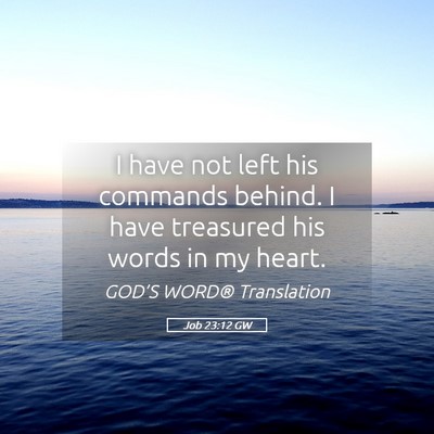 Picture 05 - Job 23:12 GW - I have not left his commands behind. I have - Bible Verse Picture