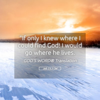 Picture 05 - Job 23:3 GW - “If only I knew where I could find God! I would - Bible Verse Picture