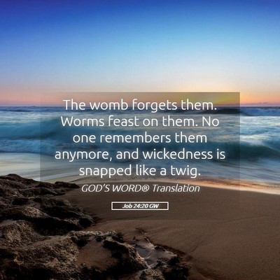 Picture 05 - Job 24:20 GW - The womb forgets them. Worms feast on them. No - Bible Verse Picture