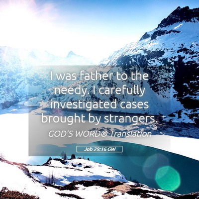 Picture 05 - Job 29:16 GW - I was father to the needy. I carefully - Bible Verse Picture