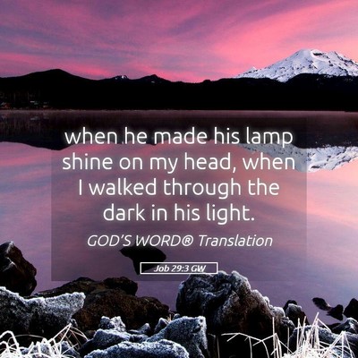 Picture 05 - Job 29:3 GW - when he made his lamp shine on my head, when I - Bible Verse Picture