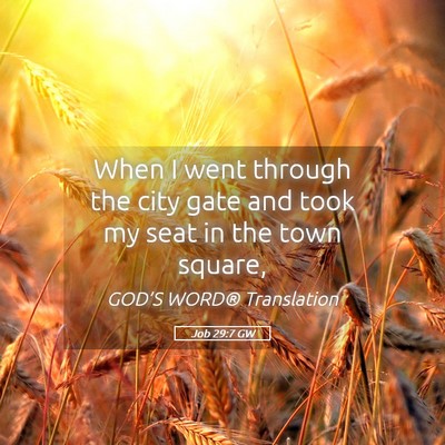 Picture 05 - Job 29:7 GW - When I went through the city gate and took my - Bible Verse Picture