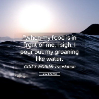 Picture 05 - Job 3:24 GW - “When my food is in front of me, I sigh. I pour - Bible Verse Picture