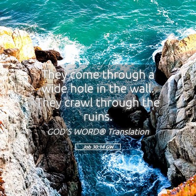 Picture 05 - Job 30:14 GW - They come through a wide hole in the wall. They - Bible Verse Picture