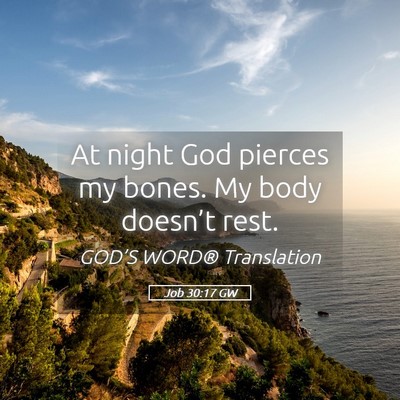 Picture 05 - Job 30:17 GW - At night God pierces my bones. My body doesn’t - Bible Verse Picture